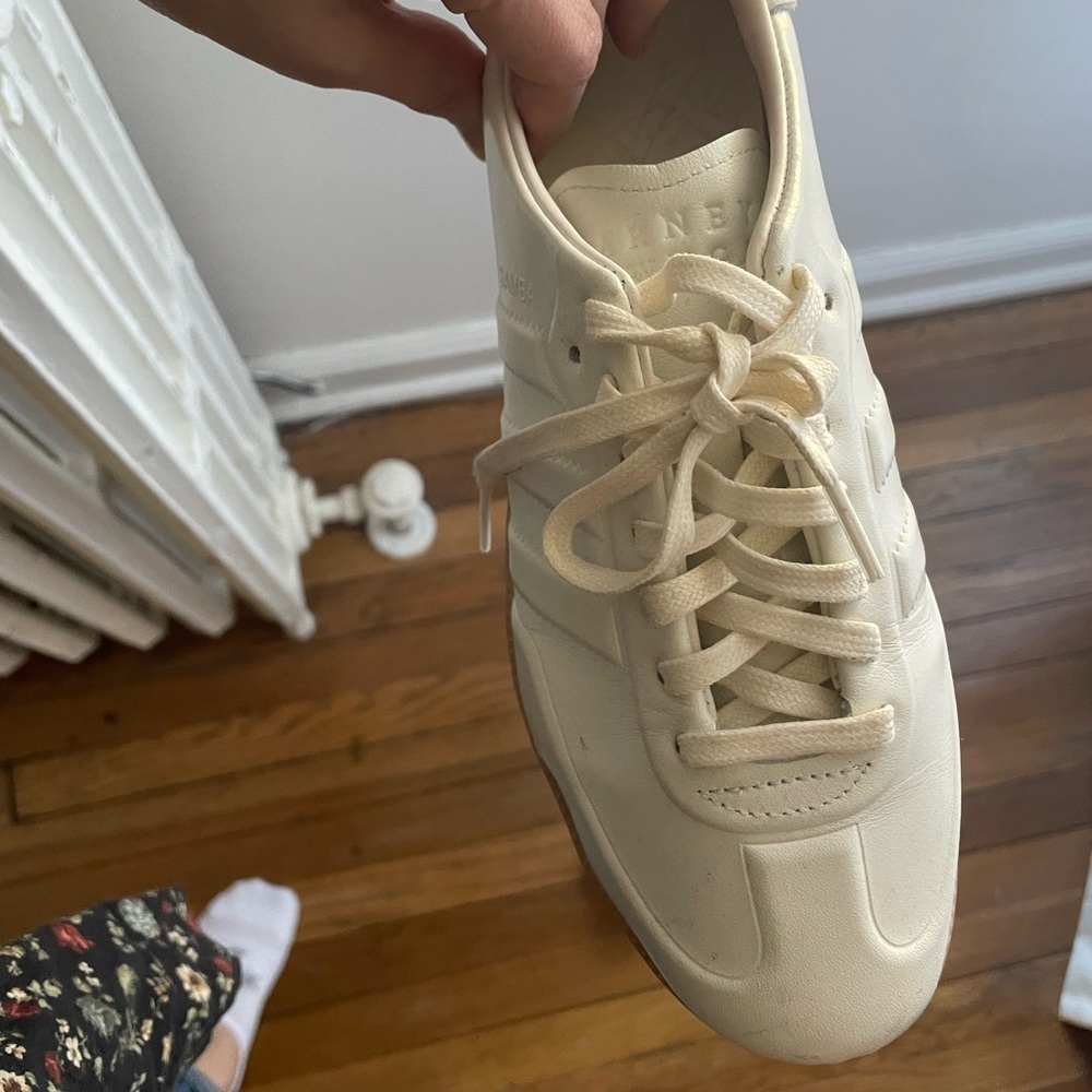 Barney’s New York x Adidas leather and gum sole sneakers